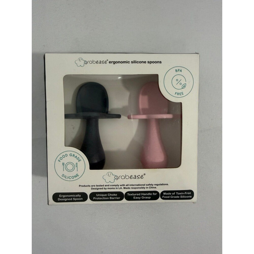 Grab Ease Spoon - Silicone Spoons 2-Pack - Soft Utensils Easy-Grip NEW